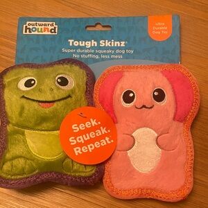 Outward Hound Tough Skinz Green Frog and Pink Elephant Toys